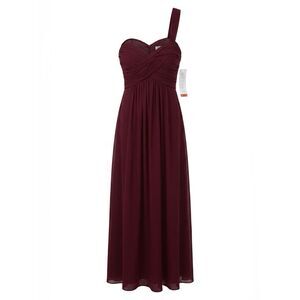 Wine Chiffon One Shoulder Bill Levkoff Dress NWT
